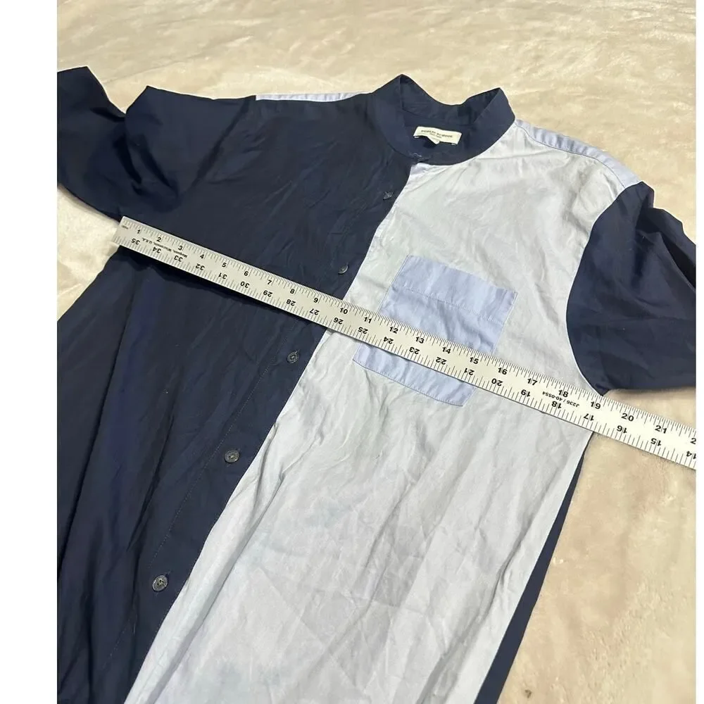 PUBLIC SCHOOL Masika Shirt Dress Womens 6 Navy Blue Drawstring Colorblock Cotton